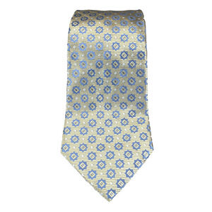 Atelier Milano Men's 100% Silk Blue Gold Geometric Necktie 60” Star of David